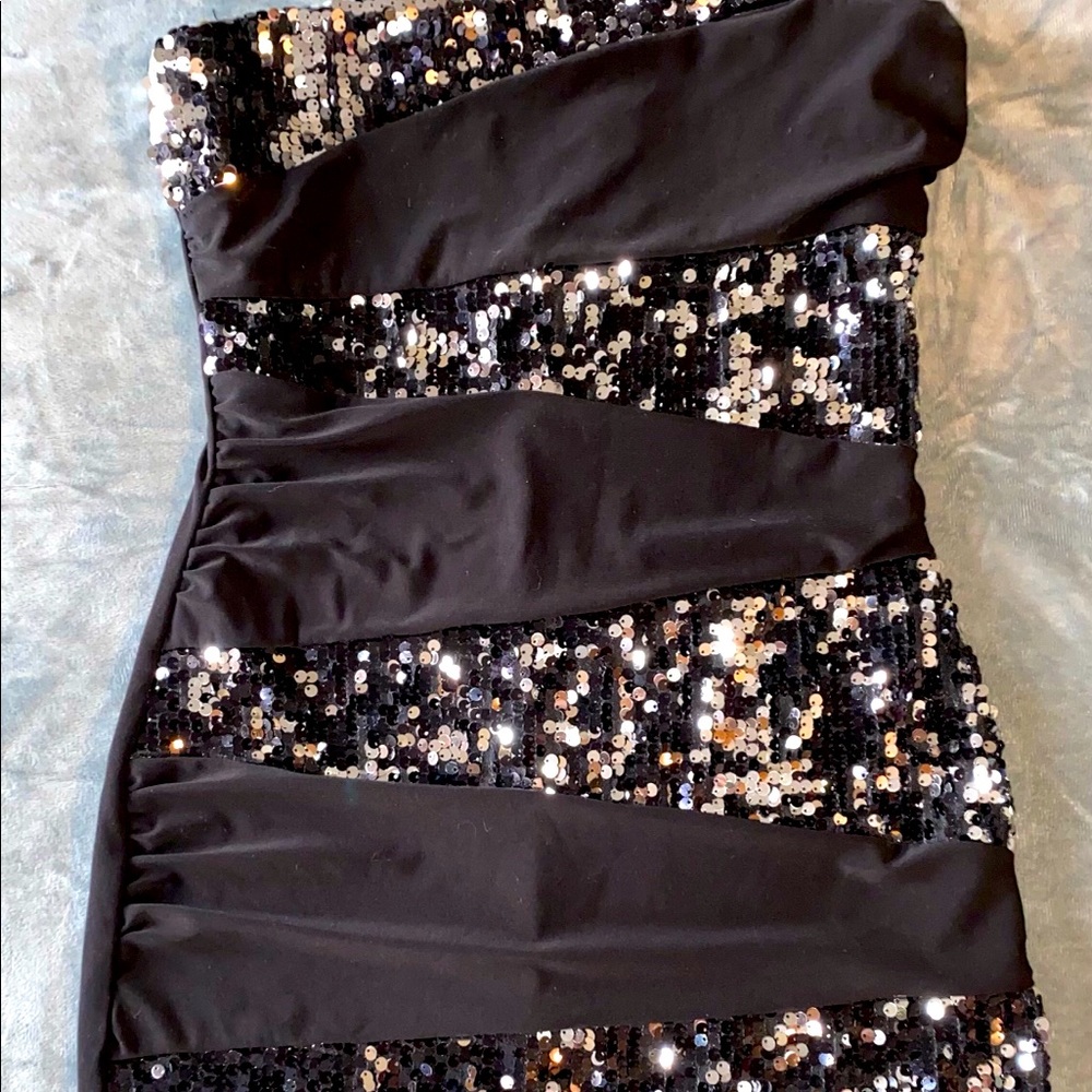 Shiny black sequin dress